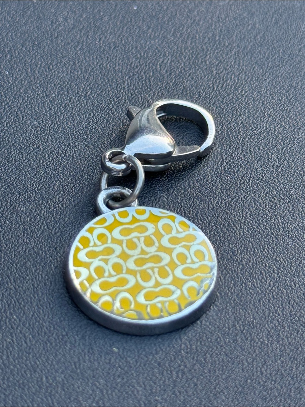 Coach Yellow Enamel Round Logo Mini Charm
